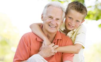 Grandson with Grandfather Smiling